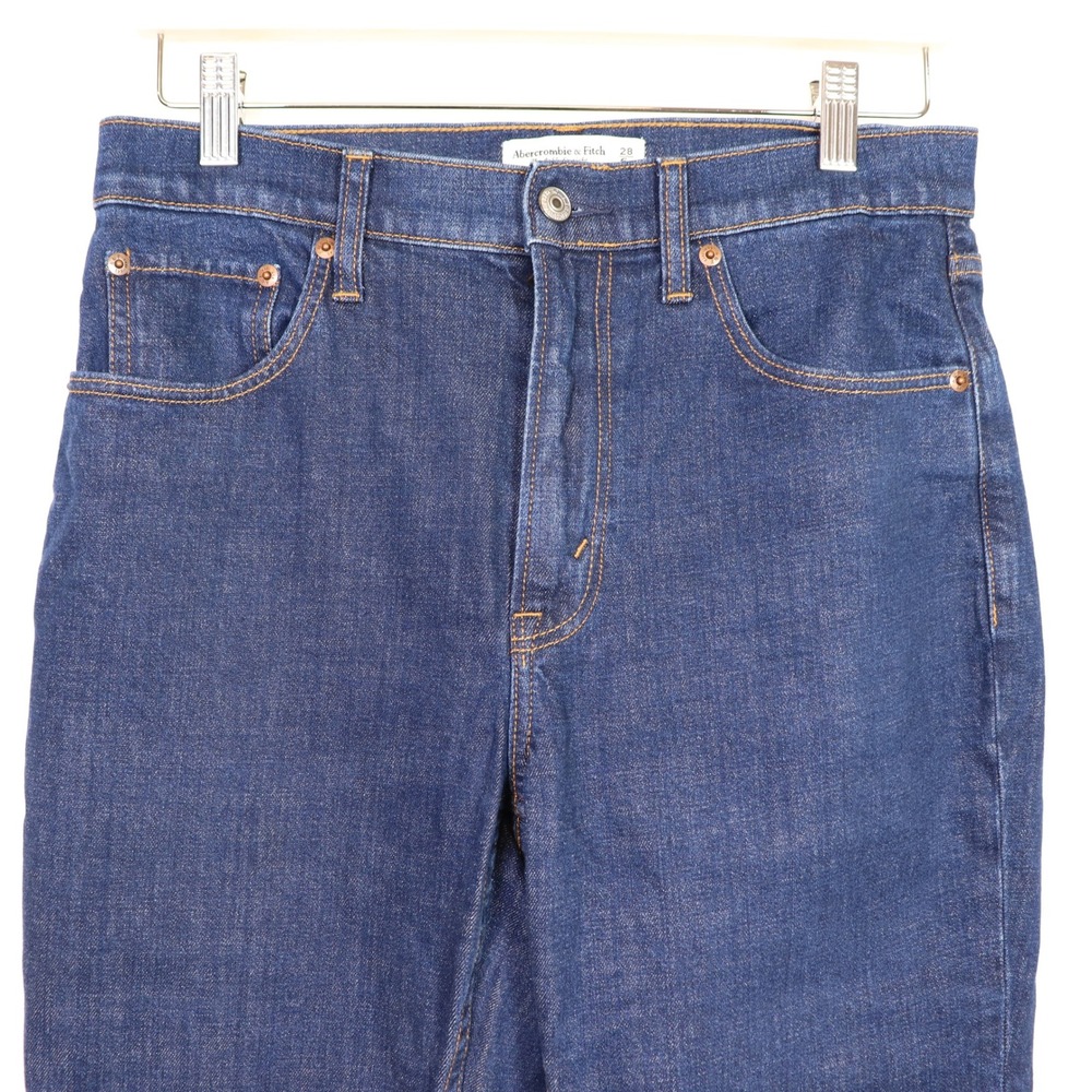 ABERCROMBIE & FITCH Dark Blue Ultra High Rise Ankle Straight Jeans 28/6s - Picture 3 of 9